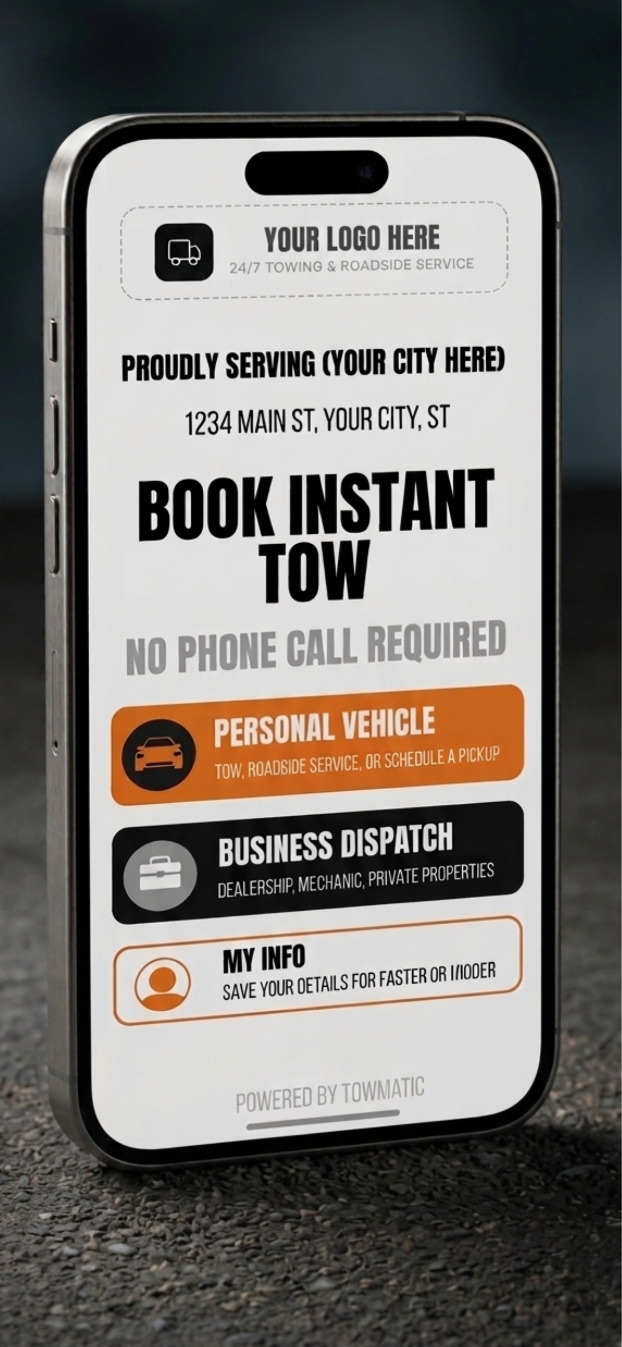 Live booking form on a phone
