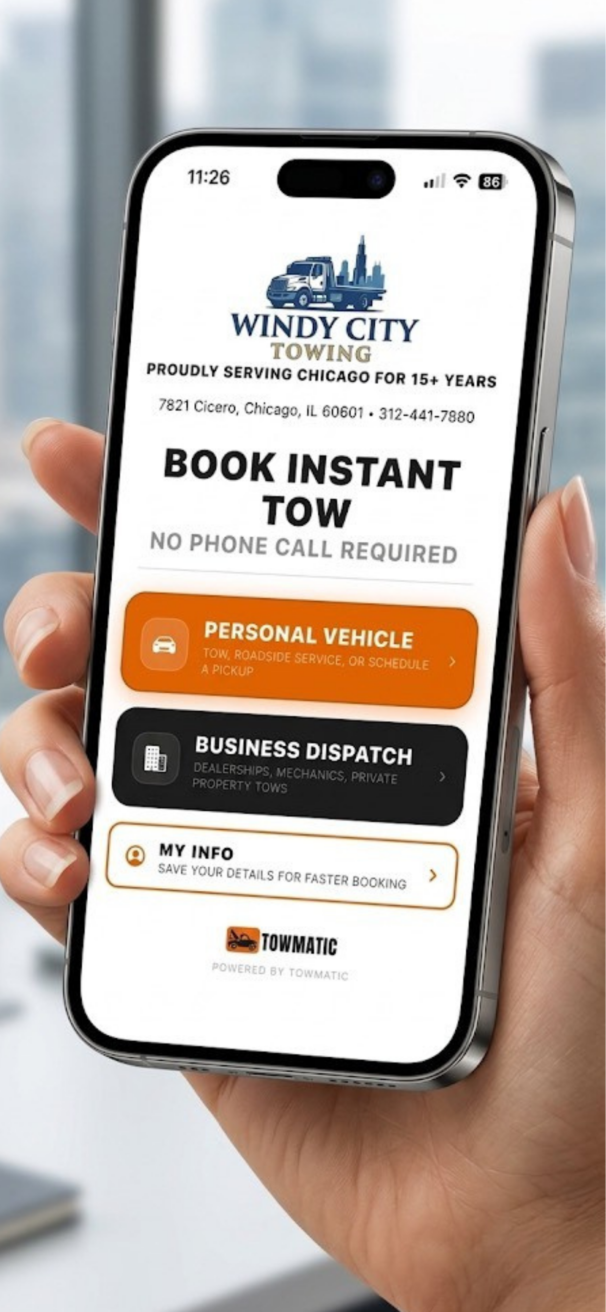 Branded Towmatic native app on iPhone
