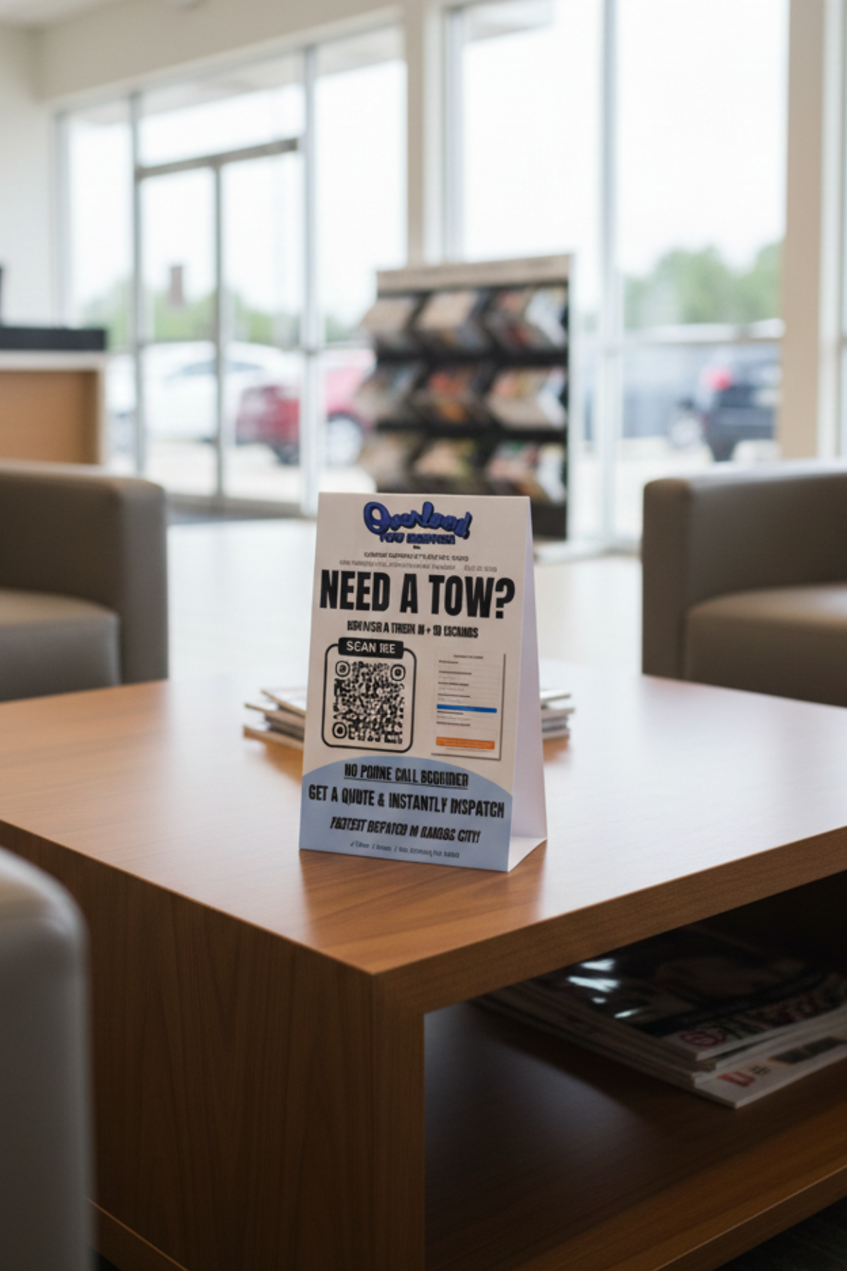 QR code tent card in dealership waiting area